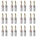 JUZITAO 12Pairs/24pcs Banana Plugs Audio Jack Connector 24K Gold Dual Screw Lock Banana Speaker Plug Connectors for Speaker Wire, Wall Plate, Home