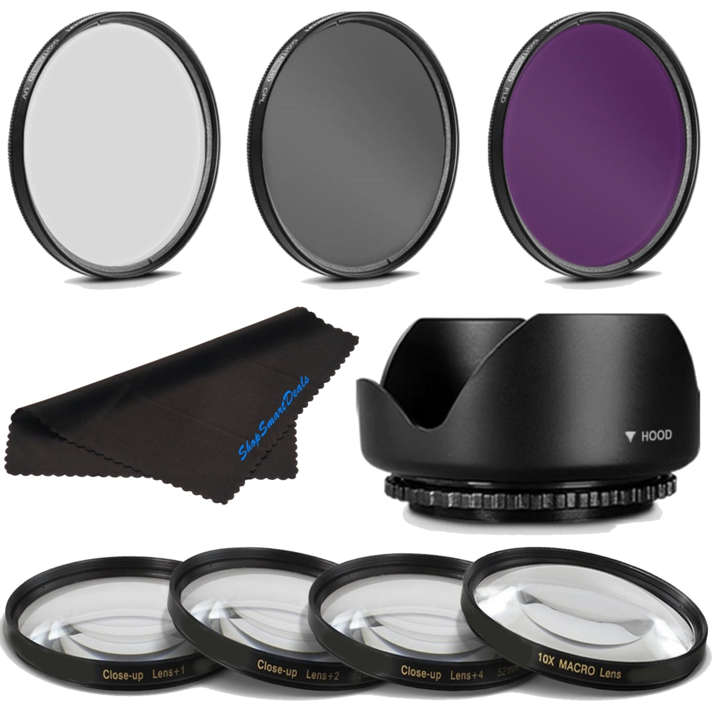 58MM Professional Macro & Lighting Filter Kit for Canon EF 85mm f/1.8 USM, 58 mm CPL + UV + FLD + 4 Piece Close Up Kit & 58 mm Lens Hood, 58mm Filter