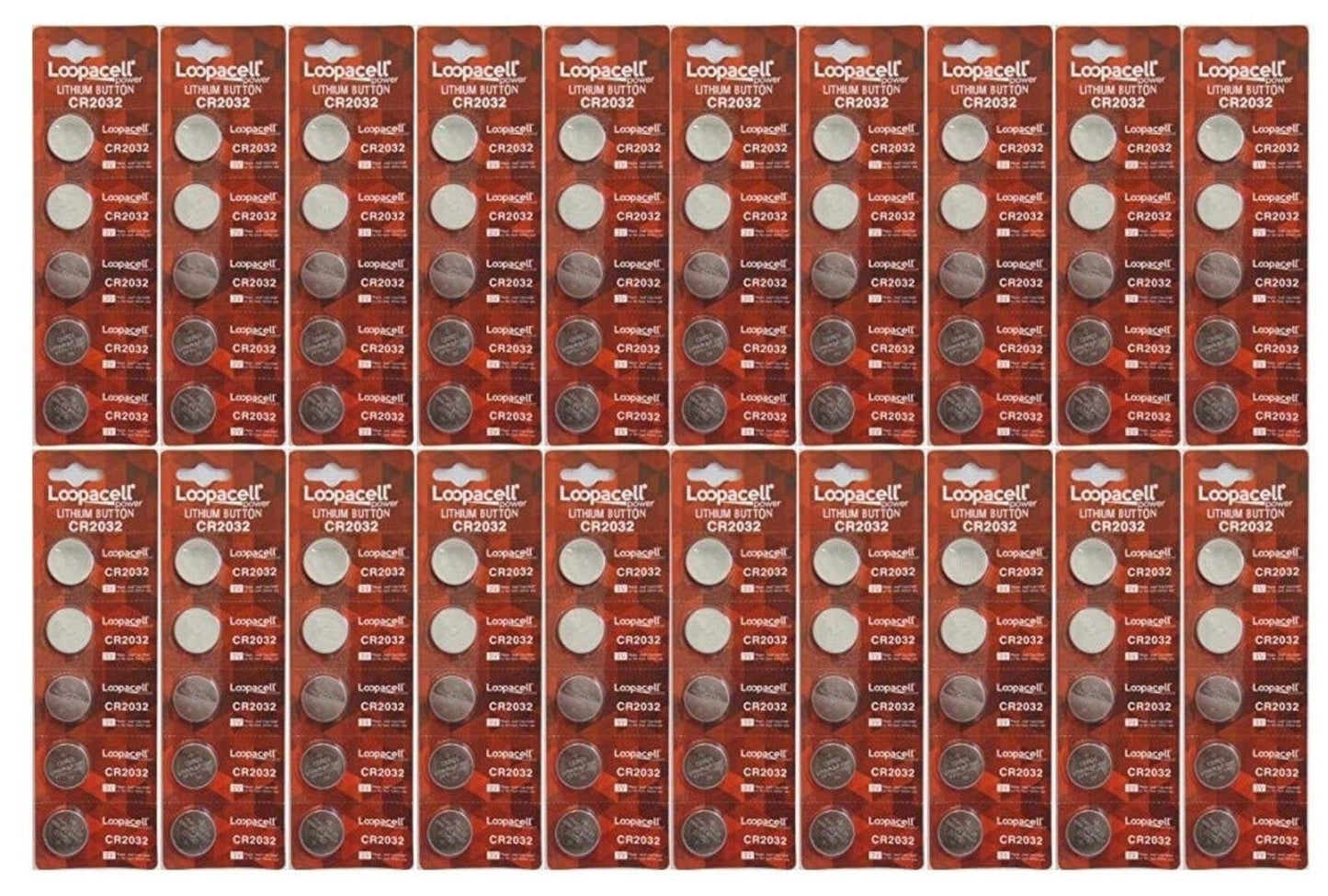 LOOPACELL 100x Cr2032 Battery (CR2032/DL2032/E-CR2032/SB-T51/LF1/2V) Lithium 3v