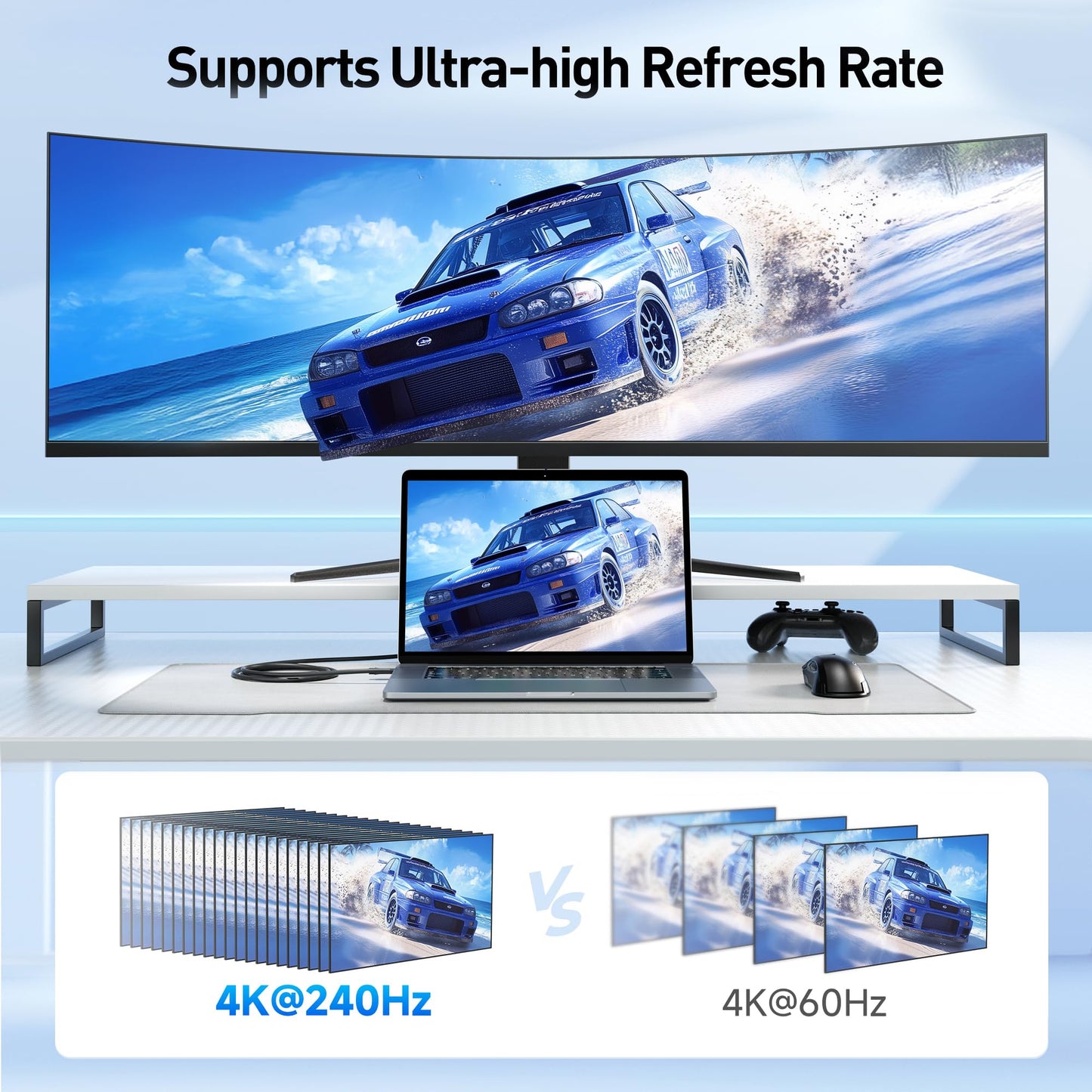 Cable Matters 48Gbps 8K Unidirectional USB C to HDMI 2.1 Cable for macOS, Windows - 6ft, Supports 4K@240Hz / 8K@60Hz with HDR, Thunderbolt 4 to HDMI