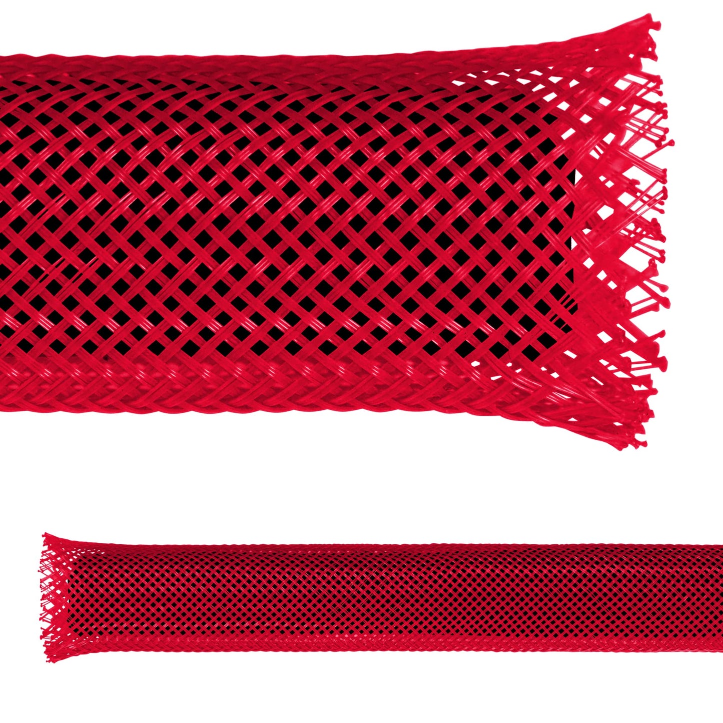 Electriduct 3/4" PET Expandable Braid Sleeving Flame Retardant Flexible Wire Mesh for Cord Management and Cable Protection - 25 Feet - Red