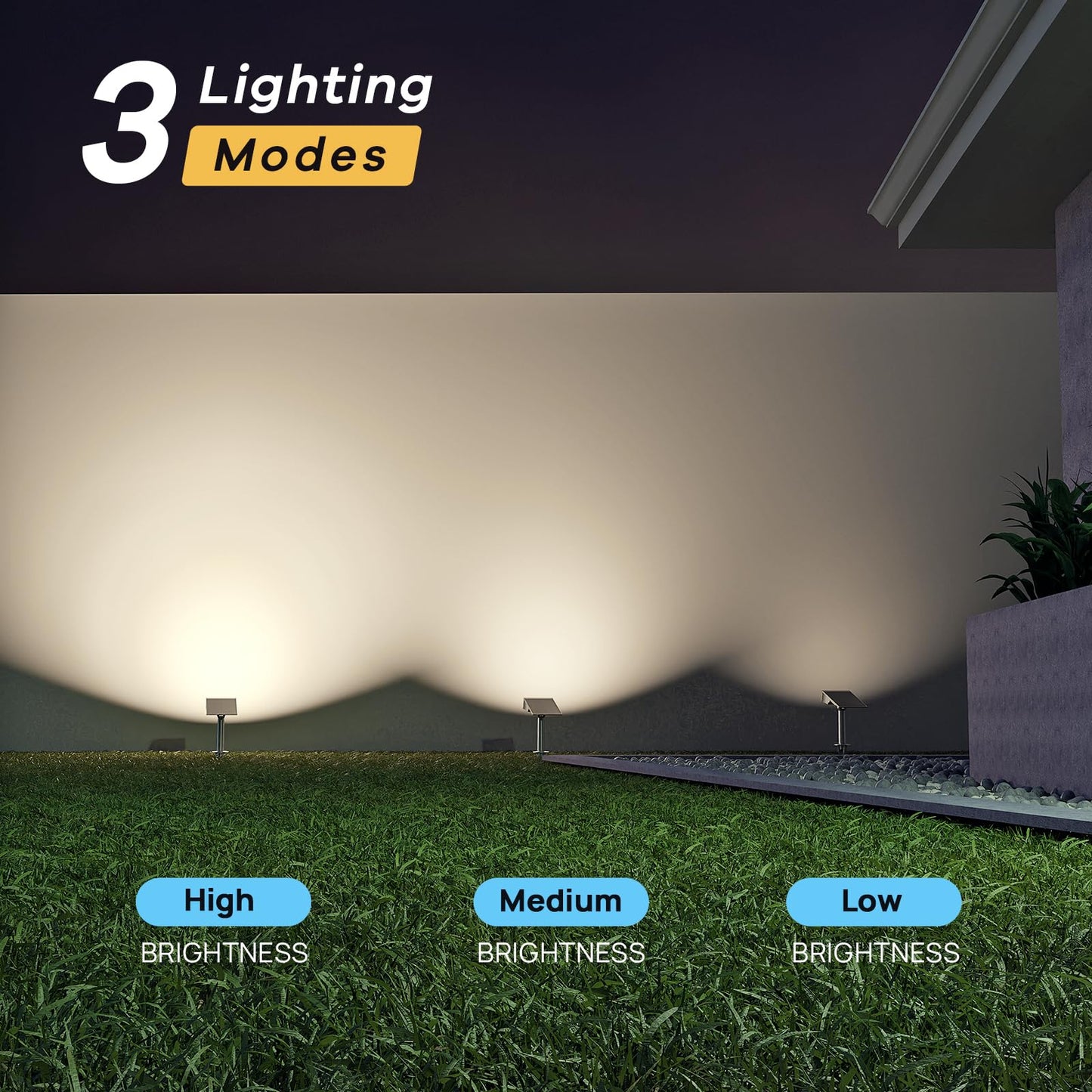 Consciot Solar Lights Outdoor, 6500K Daylight Solar Spotlights, Waterproof Landscape Lighting for Yard, Garden, Tree, Pathway, House, Patio, Outdoor