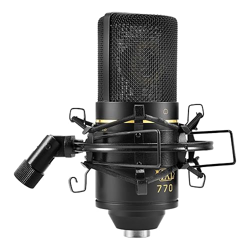 MXL 770 Condenser Microphone for Podcasting, Singing, Home Studio Recording, Gaming & Streaming | XLR | Large Diaphragm | Cardiod (Black)
