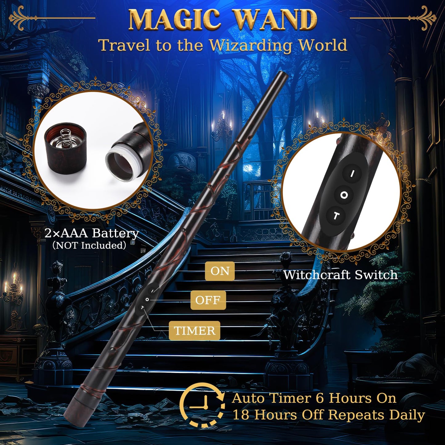 Halloween Decorations - Floating Candles with Wand & 6-Hour Timer - Flameless LED Hanging Candles with Clip, Battery Operated Window Taper Candle