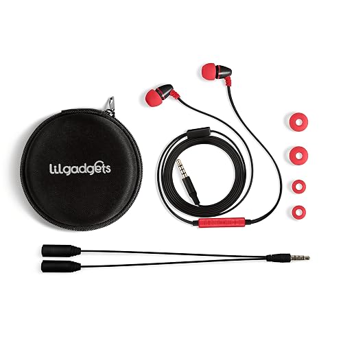 LilGadgets BestBuds Ear Buds for Kids for School - Safe & Comfortable, Volume Limited, Wired Earbuds for Kids with an in-Line Microphone, Travel Case
