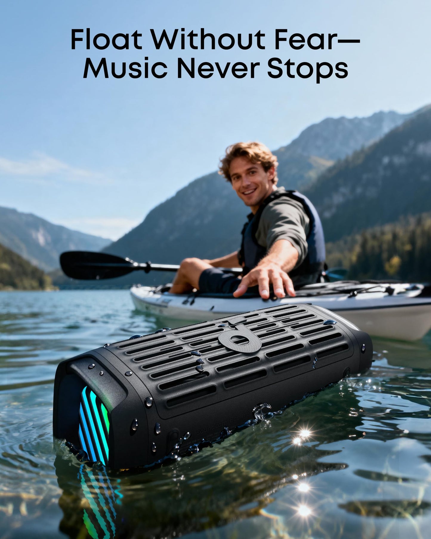 Soundcore Boom 3i by Anker, Compact Outdoor Speaker, IP68 Waterproof, Floating Playback, Saltwater-Resistant, BassUp 2.0, 50W Portable Speaker