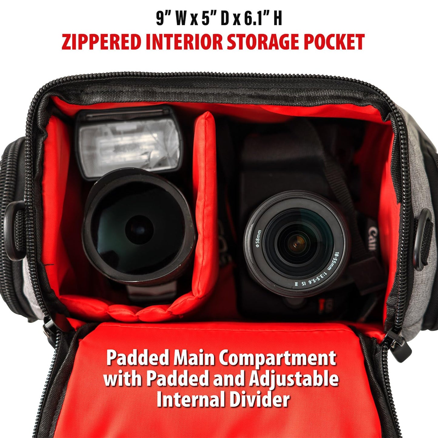 Deco Photo DSLR, Mirrorless, Compact Camera Bag - Shockproof, Quick Access, Modular Storage, Lightweight, Travel-Friendly, with Camera Cleaning Kit