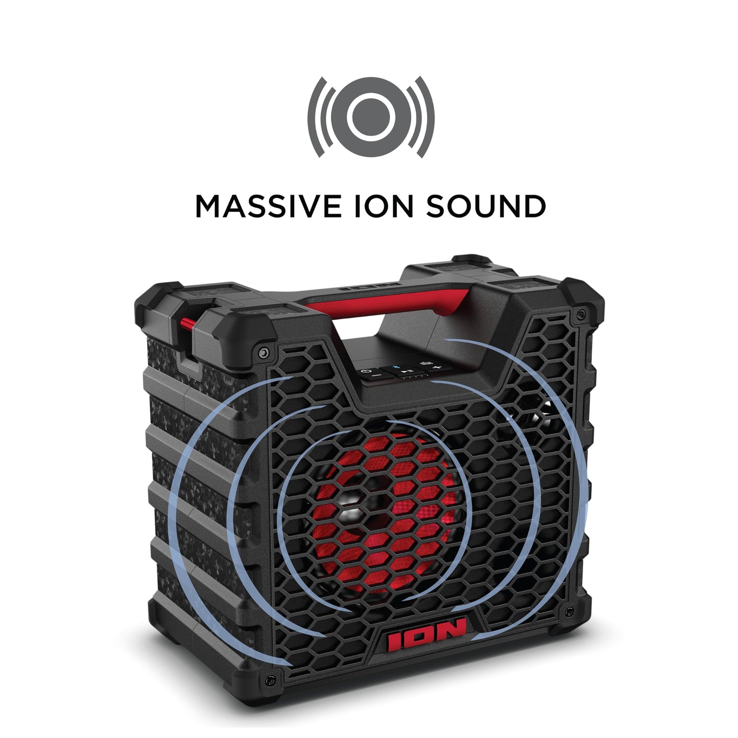ION Audio Tailgater Tough - Rugged Portable All-Weather Wireless Bluetooth Speaker, IPX5 Water-Resistant, Outdoor Weather-Resistant Speaker (Renewed)