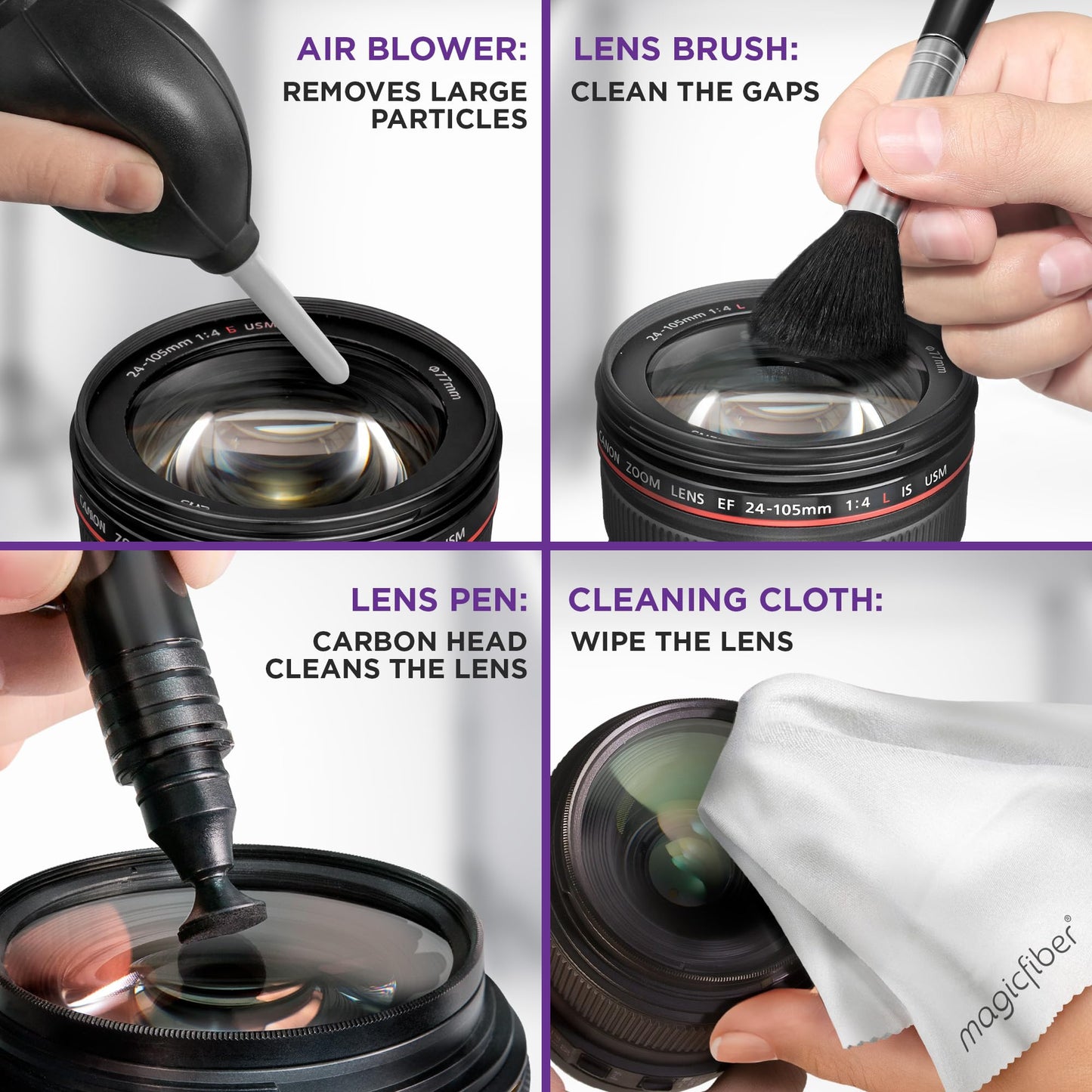 Altura Photo Camera Cleaning Kit - Lens Cleaner Spray, Brush, Pen, Blower, Microfiber Cleaning Cloths, Tissue Wipes for Canon Nikon Sony Fuji Olympus