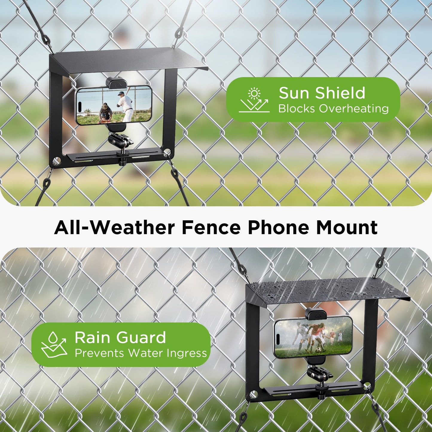 InnoGear Fence Mount for Phone, Flexible Cell Phone Fence Mount with Shade Live Sports Streaming Kit with Swivel Head for Mevo Start, Phones, GoPro