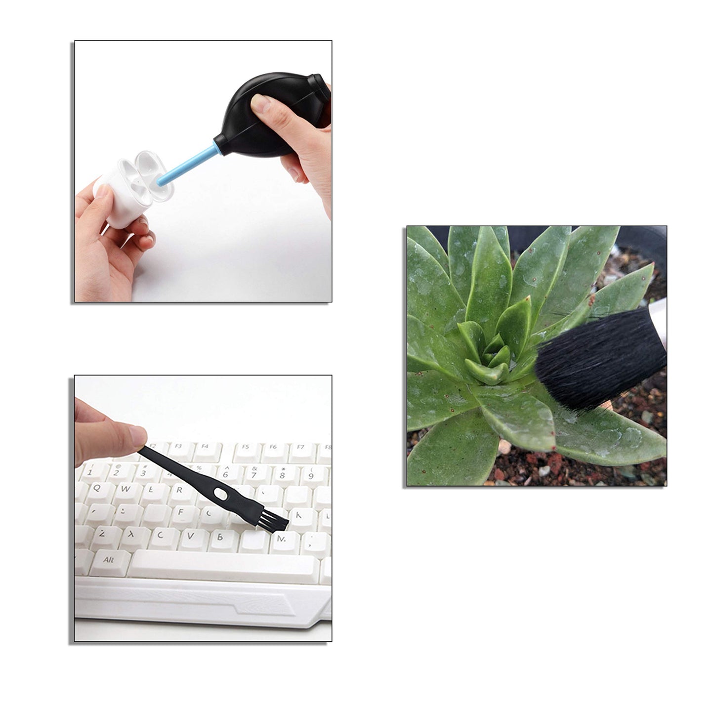 Keyboard Cleaning Kit - 1x Mini Brush, 1x Cleaning Brush, 1x Keyboard Cap Remover, 1x Air Blower and 1x Cleaning Cloth - Also for Laptops, Camera