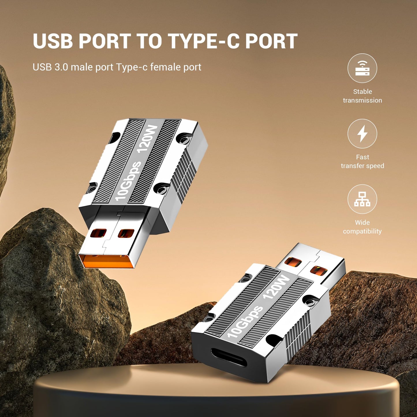 YIMATEECO USB C to USB 3.1 Adapter, Zinc Alloy USB A to Type C Adapter with 10Gbps High-Speed Data Transfer PD 120W Stable Charging for Laptop…