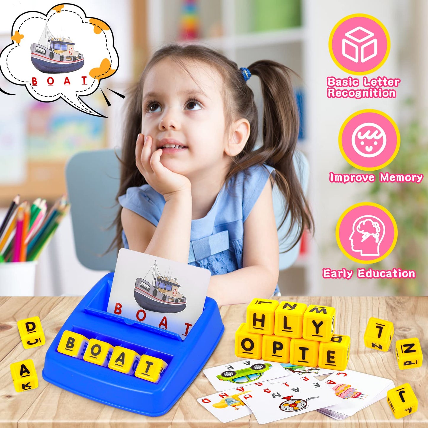 Matching Letter Game – Spelling & Memory Learning Toy, Educational Early Learning Activity for Preschool & Kindergarten Kids Ages 3–8