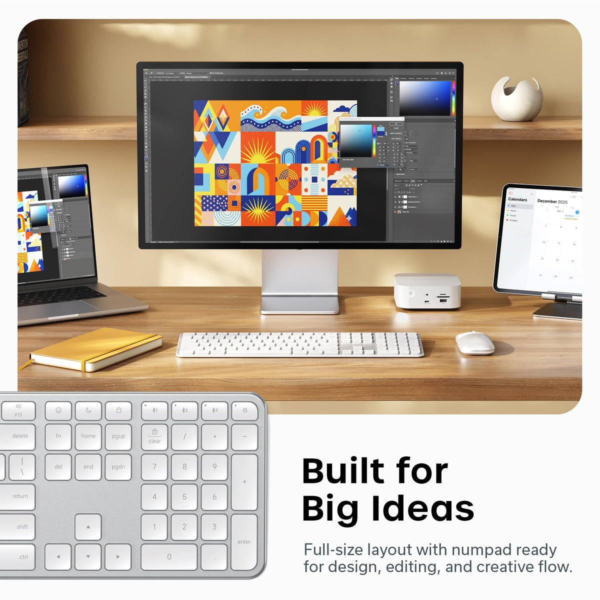 Satechi Slim EX3 Wireless Keyboard, Bluetooth & 2.4 GHz, Silver