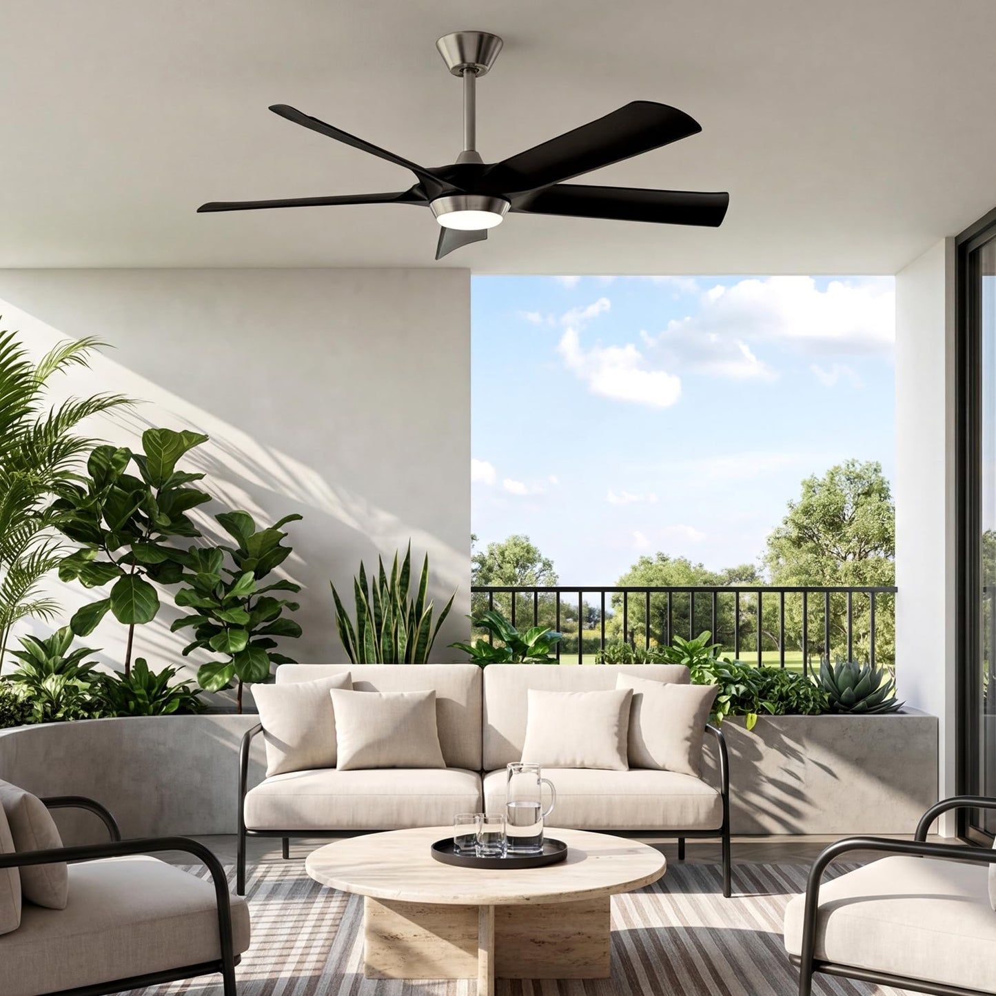Tribesigns 52" Modern Ceiling Fan with Light Remote Control, Dimmable LED Reversible Fan Light, Quiet DC Motor 5-Blade Smart Ceiling Fan for Living