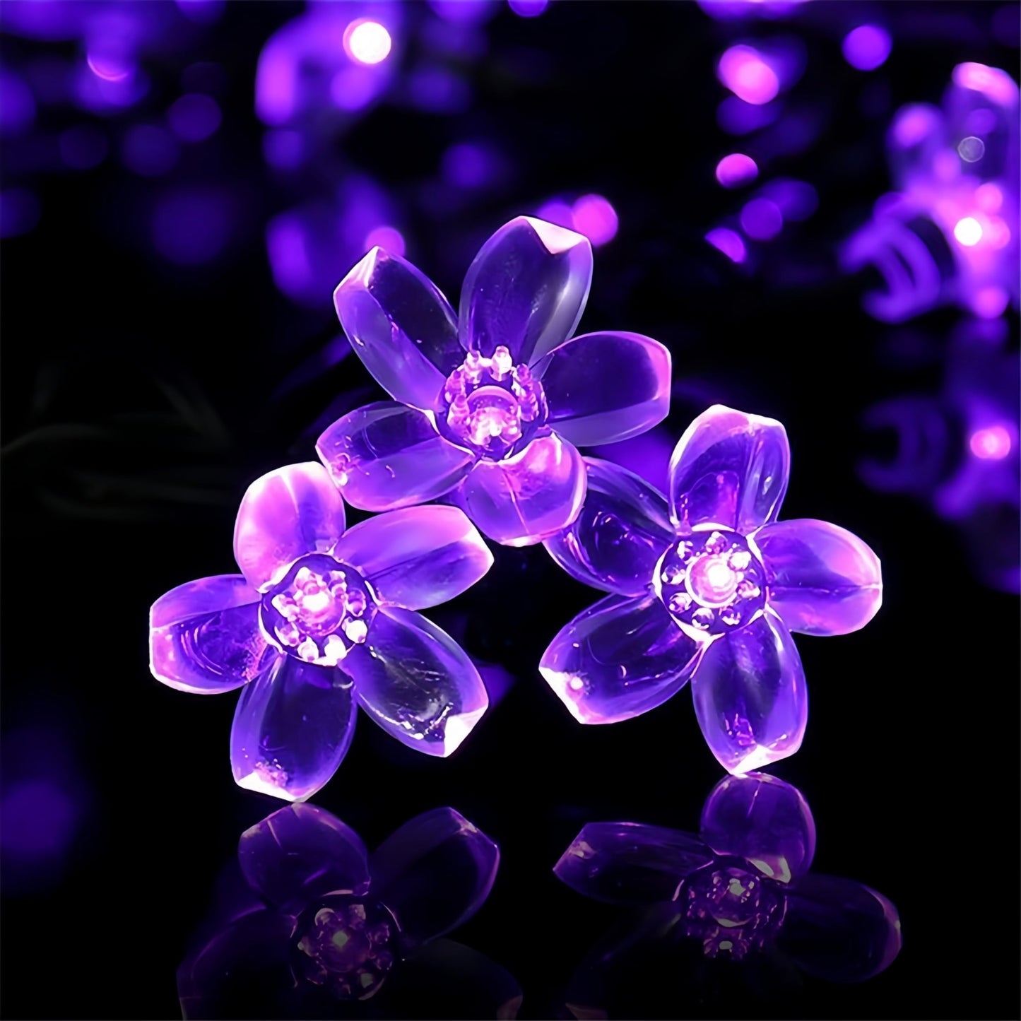 Clearhill Solar Cherry Flower Light, 39.4ft/12M, 100 Lights, Purple Light,8 Modes LED Outdoor Waterproof Fairy Tale lamp, Garden Fence, Courtyard