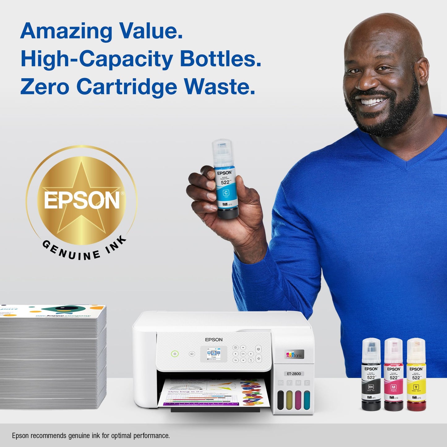 Epson 522 EcoTank Ink Ultra-high Capacity Bottle Yellow (T522420-S) Works with ET-2400, 2720, 2800, 2803, 2840, 4700, 4800, 4810
