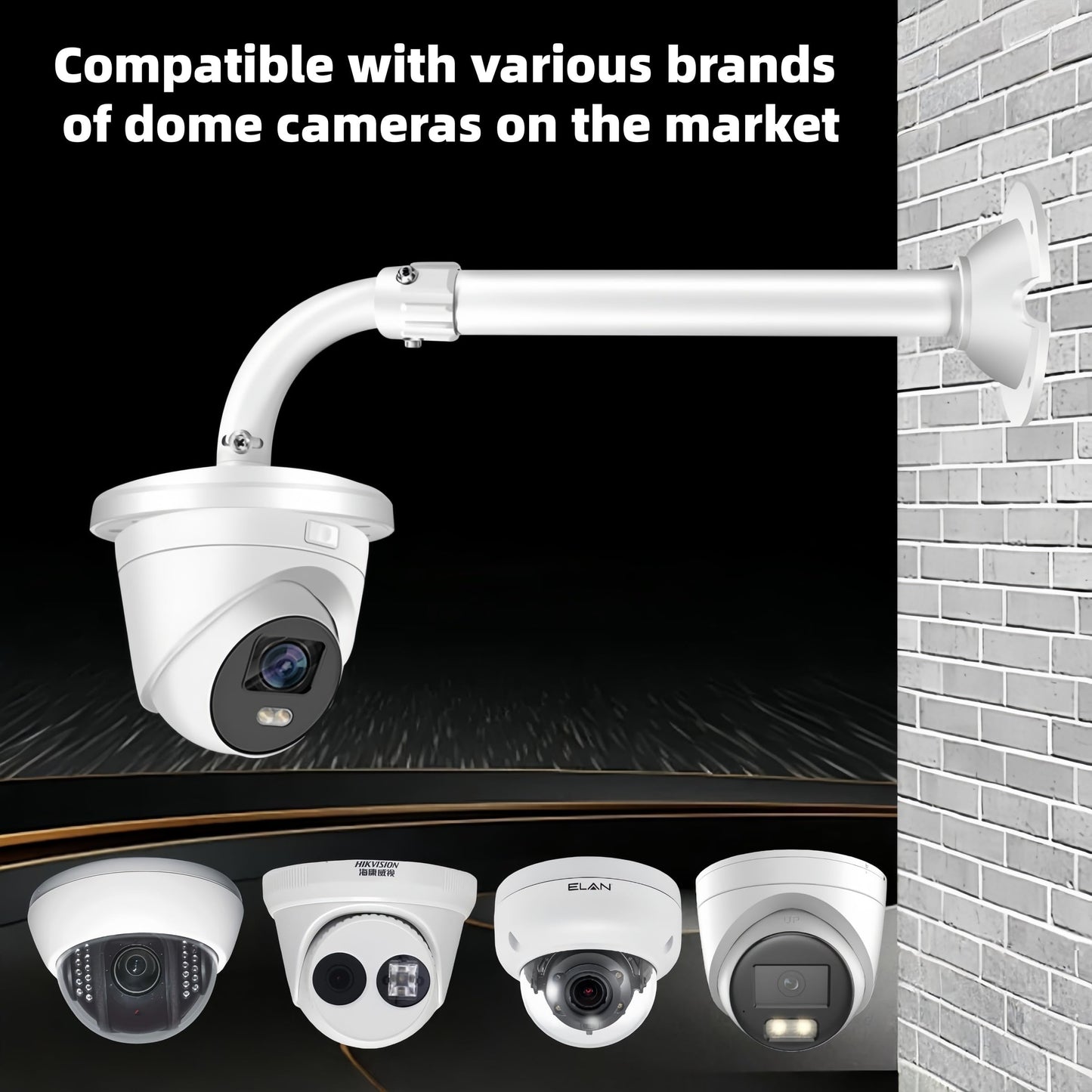 Coolotic 11.8"-23.6" Telescopic Adjustable Camera Mount Bracket, Heavy Duty Metal Wall Ceiling Mount for Dome CCTV Security Cameras, Universal