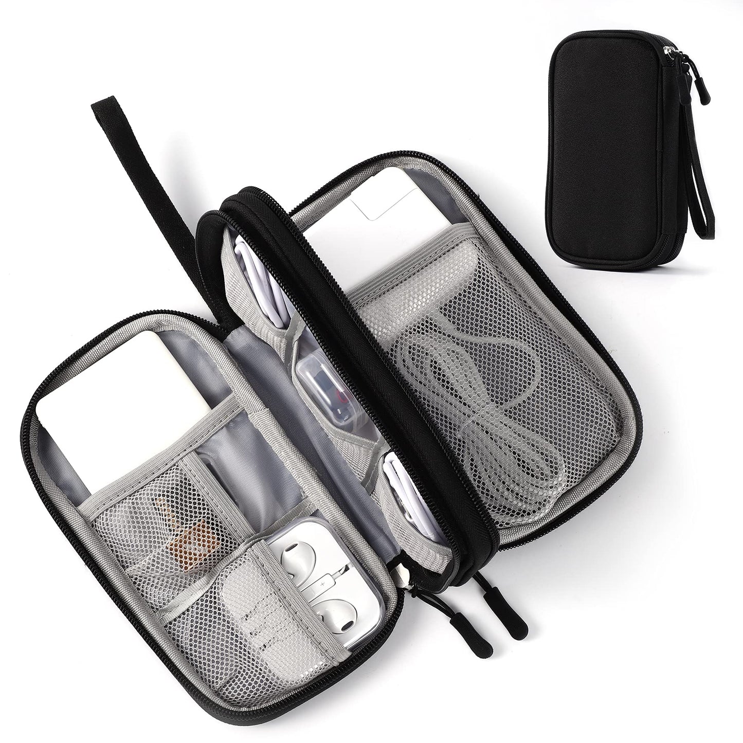 Tildaks Travel Electronic Organizer Pouch Bag, 3 Compartments Portable Electronic Phone Accessories Storage Multifunctional Case for Cable, Cord