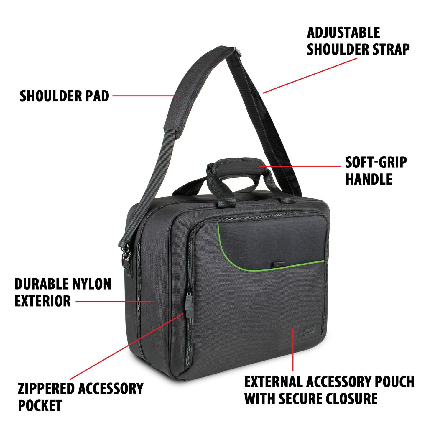 USA Gear Console Carrying Case Fits Xbox One, Series S, Xbox 360 - Travel Case with Water Resistant Exterior, Customizable Accessory Storage