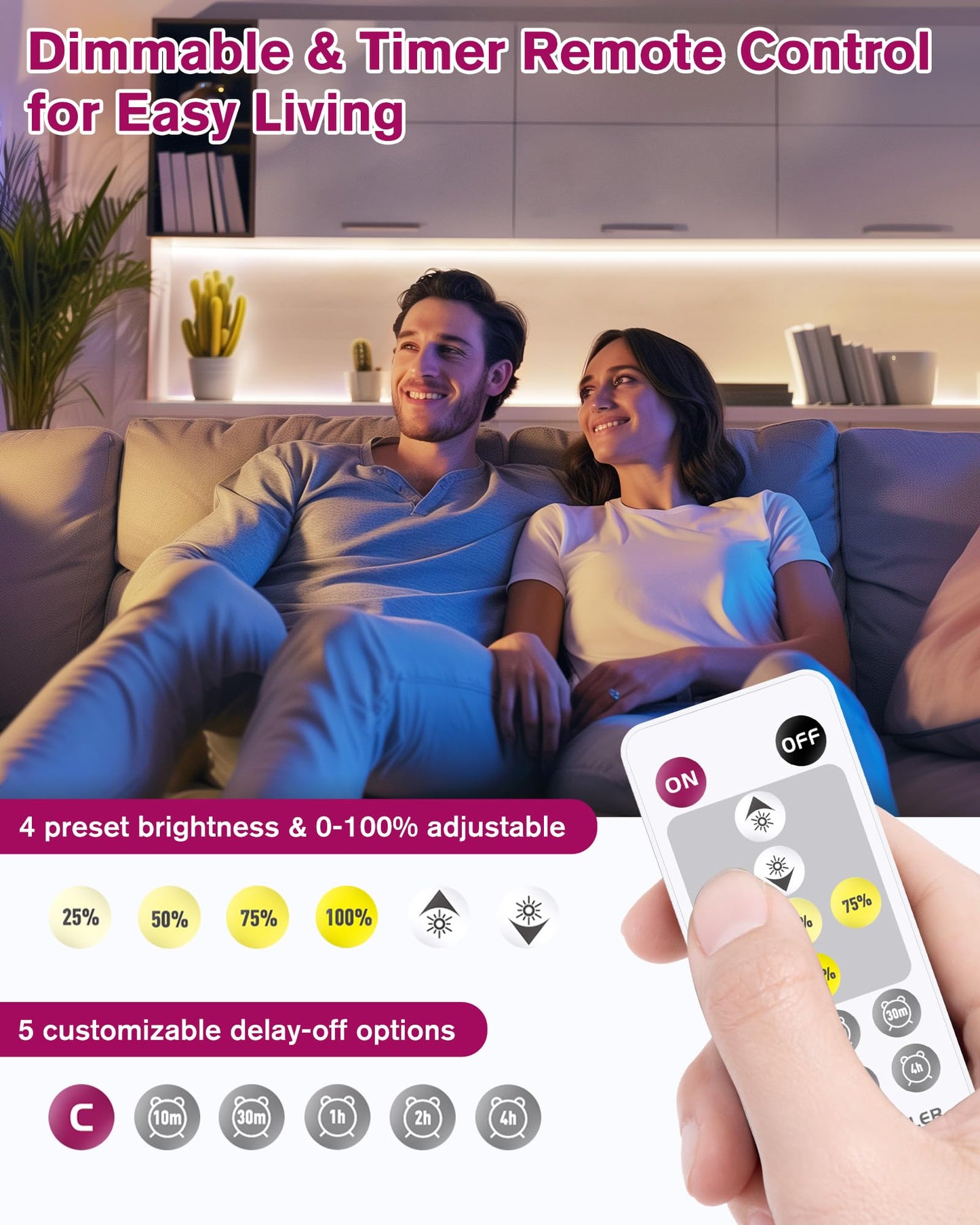 EMITEVER COB LED Strip Lights Kit,4000K Neutral White with Remote & 24V Power Supply,32.8ft Dimmable Tape Lights,High Density 3200LEDs,450+Lumens/m,Ra