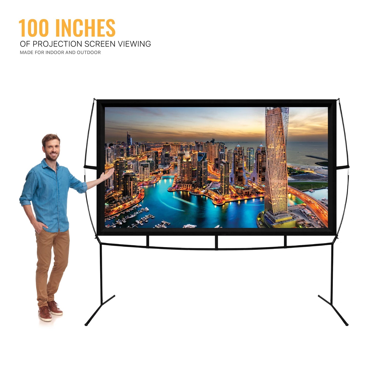 KHOMO Gear Portable Projector Screen - 100 Inch Projector Screen with Stand - Outdoor and Indoor Projector Screen for Movie Nights, Home Theatre,