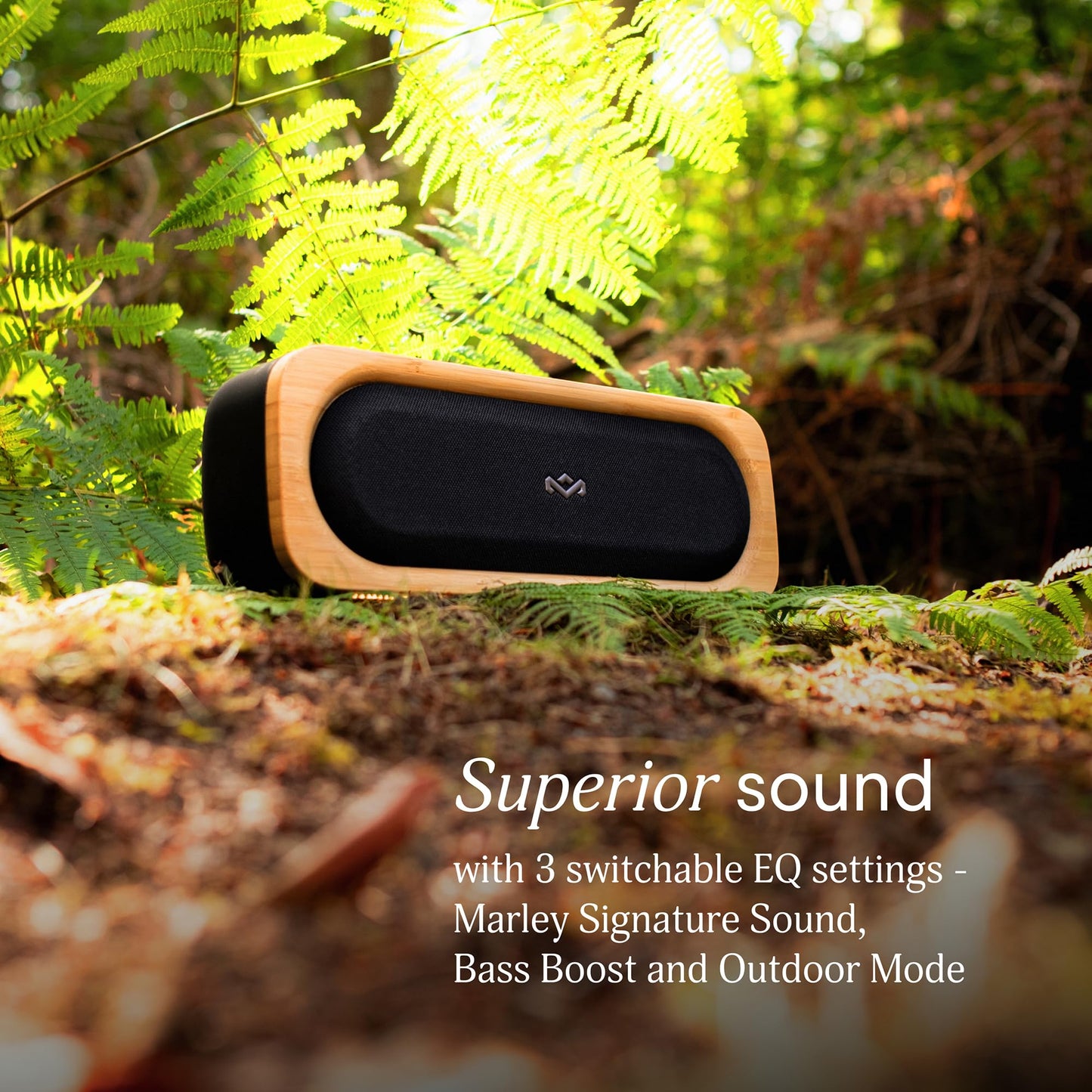 House of Marley Get Together Go Portable Bluetooth® 6.0 Speaker, 20Hr Playtime, IP67 Waterproof & Dustproof, Sustainable Bamboo Design, Custom EQ
