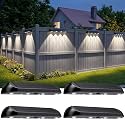 POOWUUDT 11.81inch Solar Fence Lights Outdoor Waterproof, 3-Mode (3000K/4000K/6000K),4 LED with Upgraded High-Efficiency Solar Panel & Wide Beam
