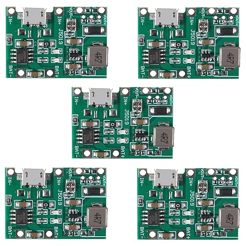 5PCS 3.7V 4.2V Lithium Liion Battery Charger Board Adjustable DC-DC Step Up Module Boost Charge Discharge Integrated Module TP4056 DIY Kit Parts
