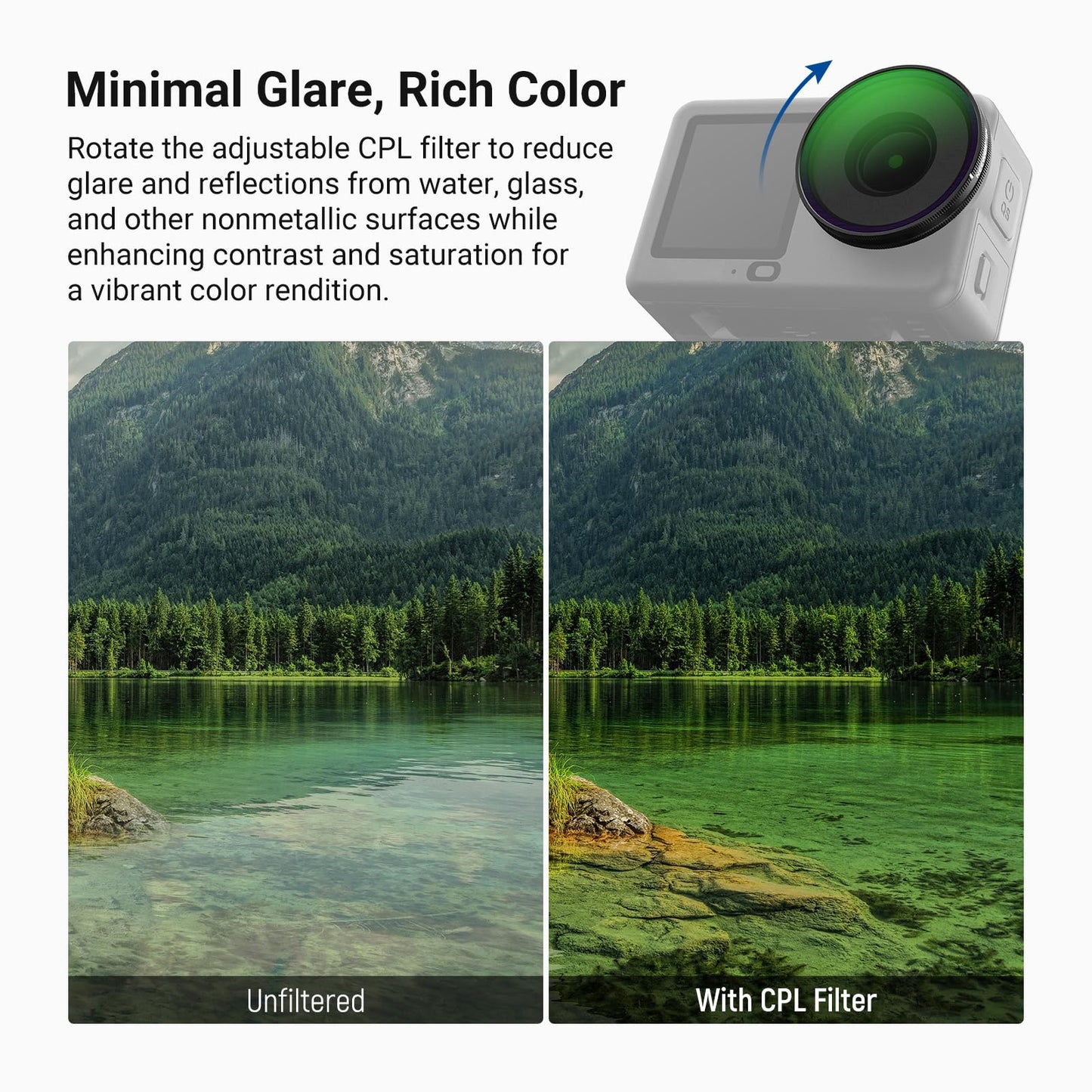 NEEWER CPL + ND Filter Set Compatible with DJI Osmo Action 6 Only, 4 Pack ND8/16/32 Adjustable Circular Polarizing, Lens Polarizer, Screw