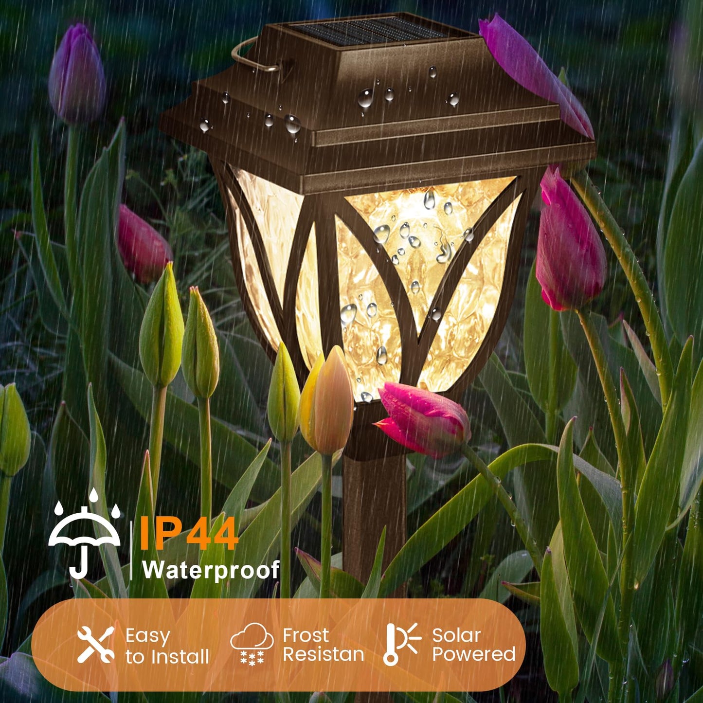 Springwind 8 Pack Solar Lights Outdoor Waterproof Garden Lights with Warm LED Light Landscape Lighting for Yard Patio Lawn Walkway Driveway