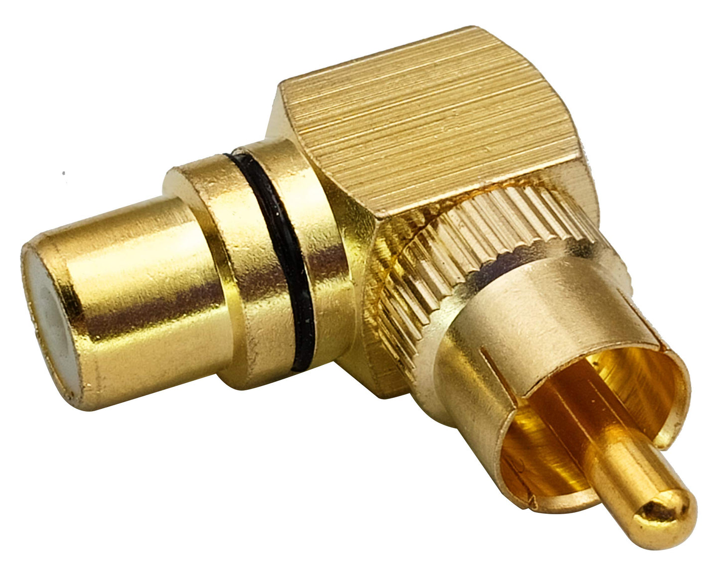 AAOTOKK 90 Degree RCA Adapter,Gold-Plated Right Angle RCA Male to RCA Female Jack Audio AV TV Adapters Metal Connector (2 Pack)