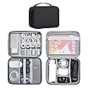 miloocul Large Capacity Electronics Accessories Organizer Travel Case with Adjustable Divider Waterproof Leather Cord Shockproof Tech Organizer Bag