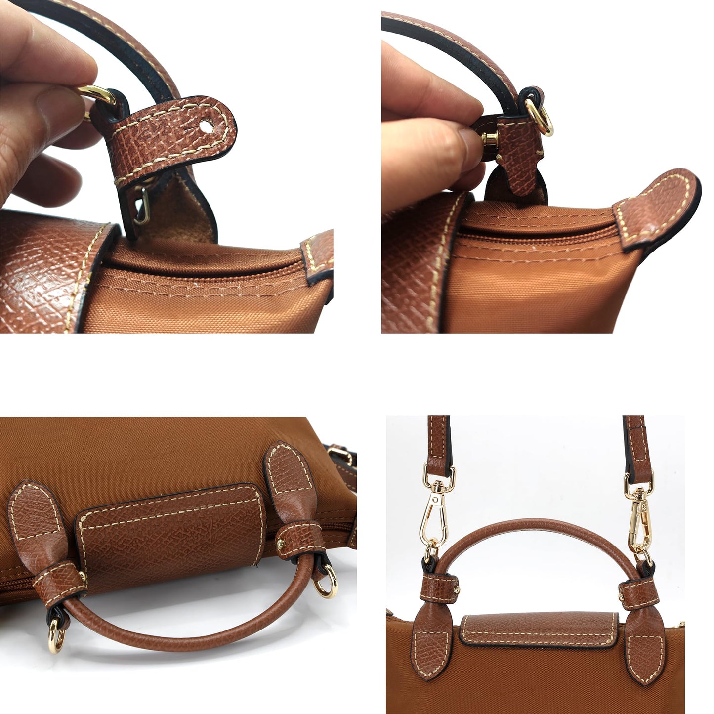 Mini Bags Leather Shoulder Strap Adjustable 94-114cm Bag Straps (brown&gold)