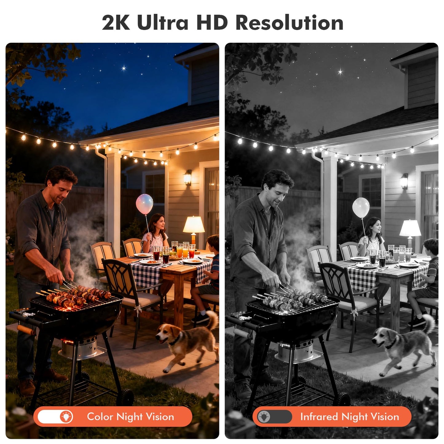 Dzees Outdoor Camera Wireless, 2K Battery Powered WiFi Surveillance Camera for Home Security System with Siren Alarm & Spotlight, Motion Detection