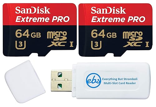 SanDisk 64GB Extreme Pro Micro SD Memory Card (2) Works with GoPro Action Camera Hero 12 Black (SDSQXCU-064G-GN6MA) U3 V30 Bundle with (1) Everything