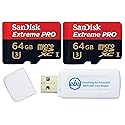 SanDisk 64GB Extreme Pro Micro SD Memory Card (2) Works with GoPro Action Camera Hero 12 Black (SDSQXCU-064G-GN6MA) U3 V30 Bundle with (1) Everything