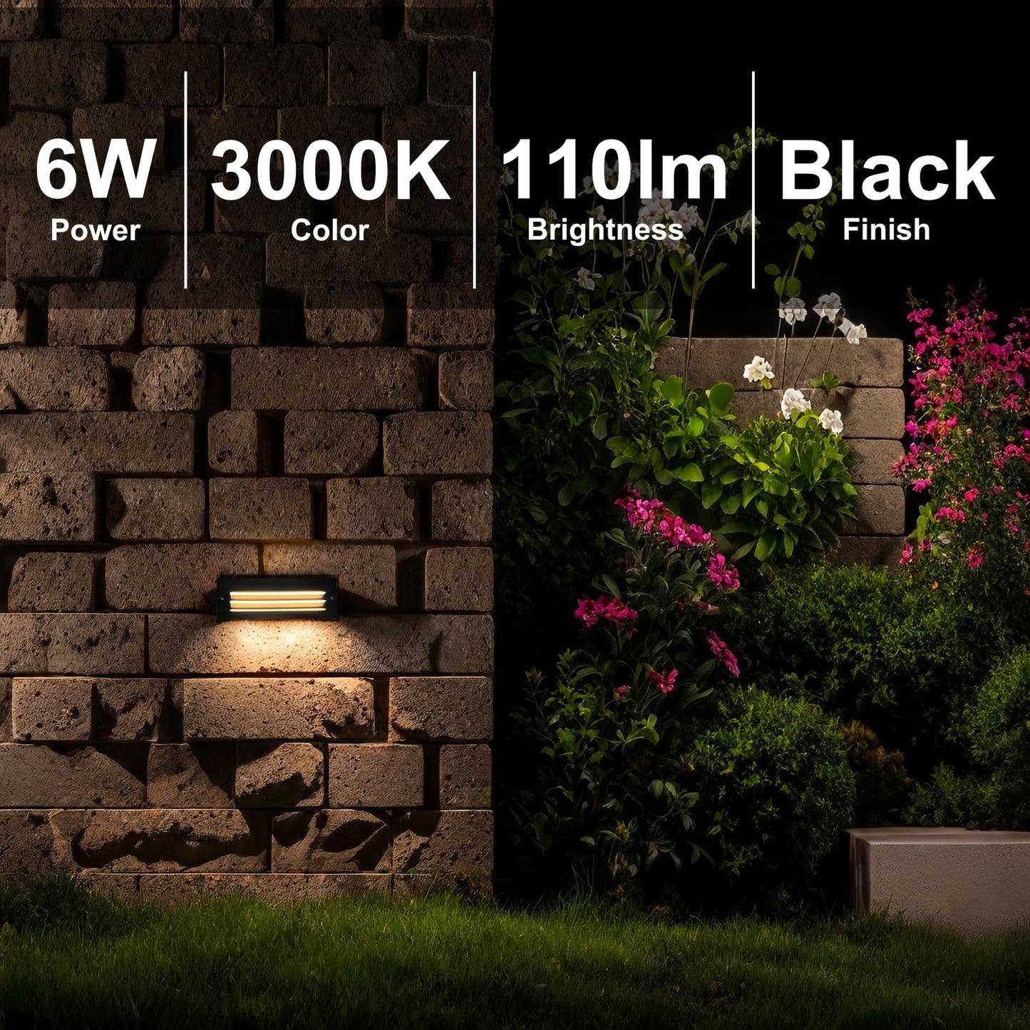 ZONK LED Step Lights Outdoor Indoor 120V, 10Inch Landscape Pathway Stair Lights 6W, 3000K Non-dimmable IP65 Waterproof Staircase Light, Deck Lighting