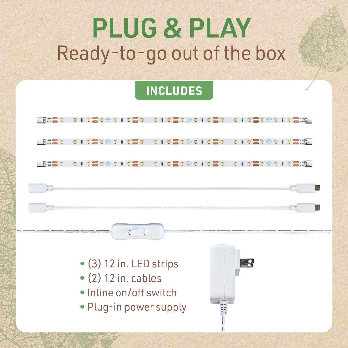 Birch Lighting Warm White 12" LED Strip Light Kit 311310
