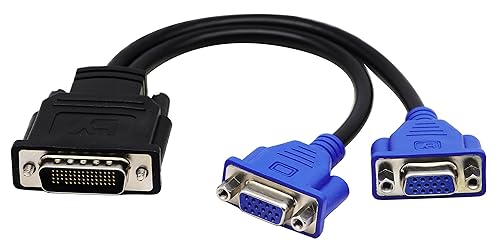 zdyCGTime DMS-59 59-Pin Male to Dual VGA Female Y Splitter Video Card Adapter Cable for Matrox Molex ATI Nvidia Lenovo Hp Dell Computer-10inch