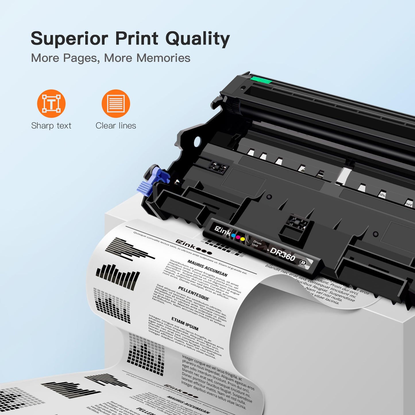 E-Z Ink Compatible Drum Unit Replacement for Brother DR360 DR 360 to use with DCP-7040 DCP-7030 MFC-7840W MFC-7340 MFC-7440N HL-2140 HL-2170W HL-2150N