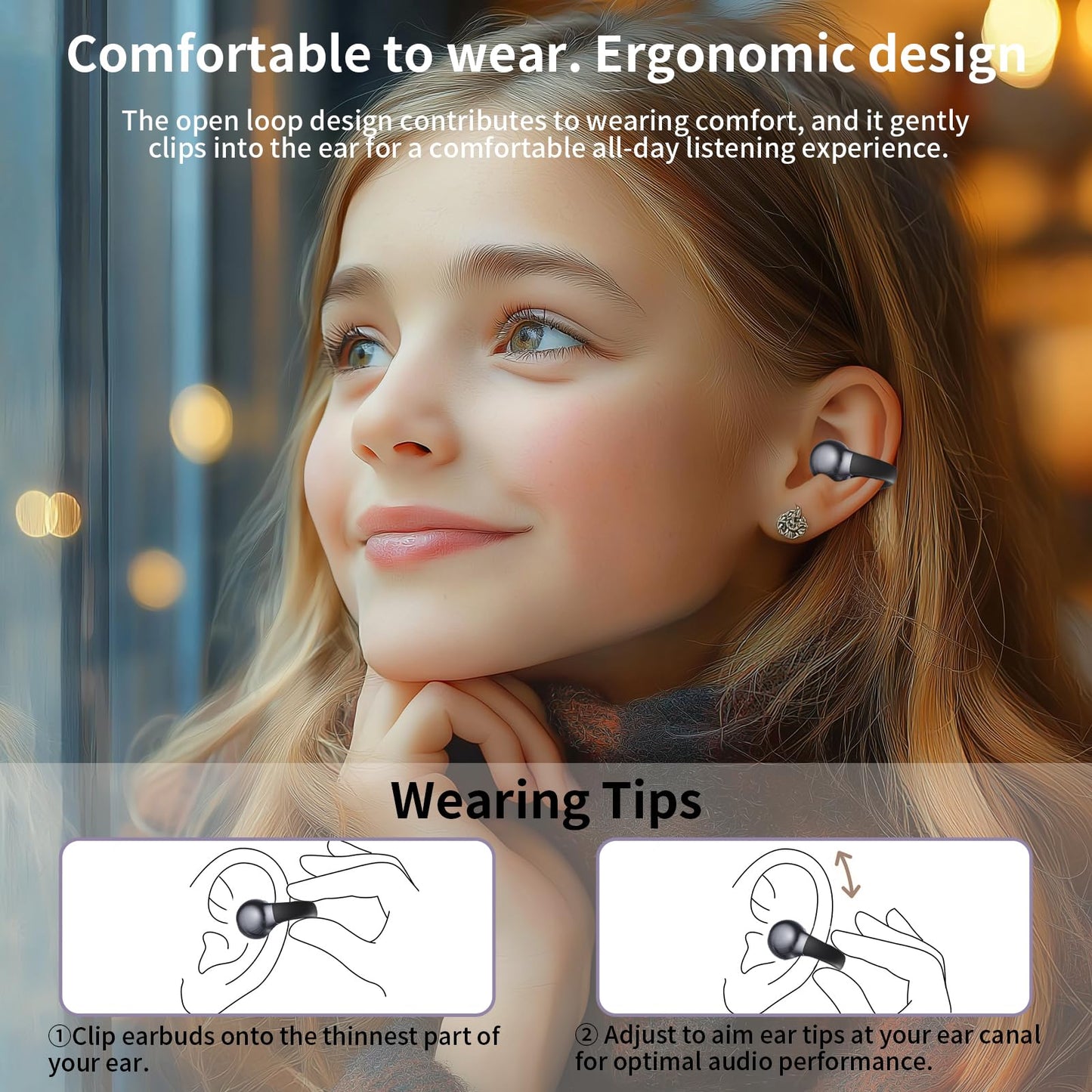 Ausbilew Headphones Wireless Earbuds IPX6 Waterproof Ear Buds,Touch Control Bone Conduction Headphones air Conduction Stereo with 11mm Driver 42…