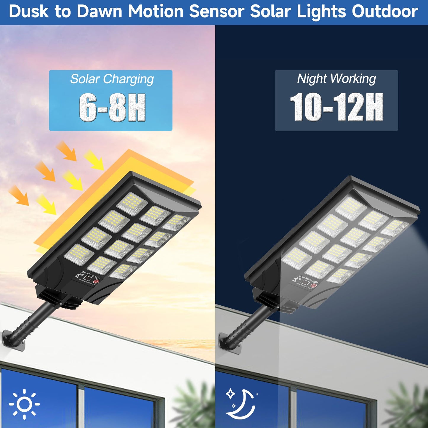 TFKK Solar Lights Outdoor Motion Sensor, 6500K Bright LED Flood Light with Remote Control, IP65 Waterproof Security Wall Light for Yard, Garden