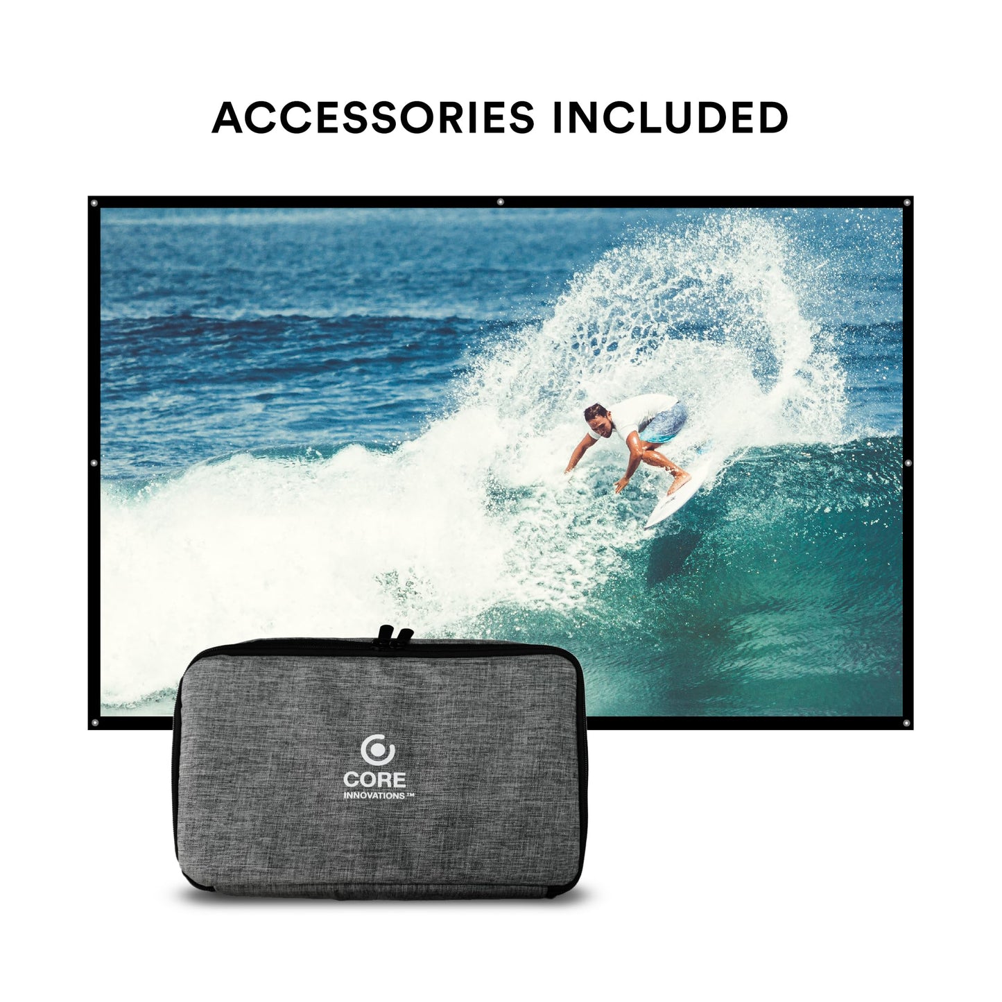 Core Innovations HD Portable Home Theater Projector Bundle with Carrying Bag and 100" Screen
