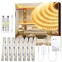 EMITEVER LED Strip Lights Kit Warm White with Remote & 24V Power Supply,16.4ft Dimmable Tape Light 2700K, High Density 600LEDs, 240+LM/FT, CRI95+