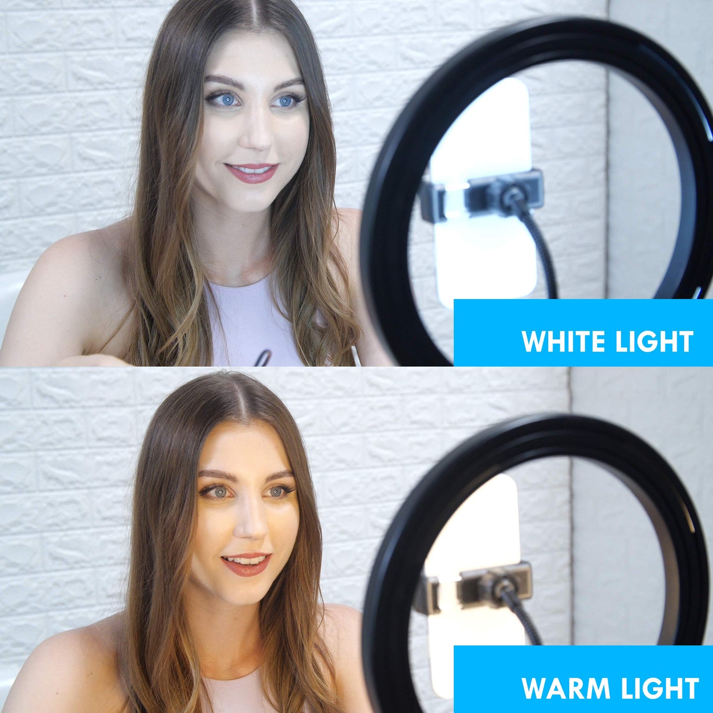 Aduro U-Stream Ring Light with Stand Tripod, 10" Selfie Ring Light for iPhone with Tripod & Phone Holder for Live Video Selfie Recording Kit