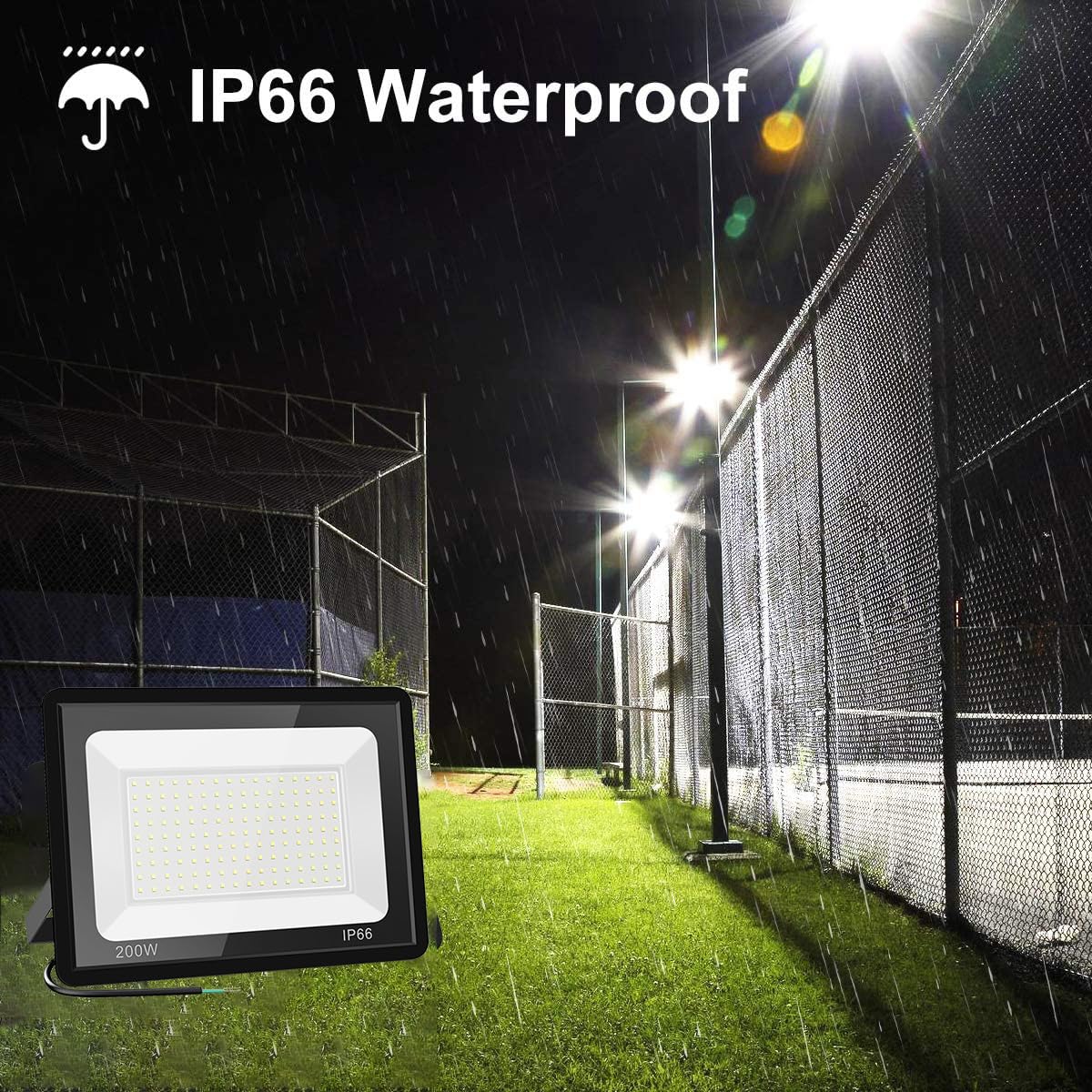 Gopretty 200W LED Flood Light Bulbs 2 Pack, Outdoor Waterproof IP66, 6000K Daylight White, Exteriores Security Floodlights for Yard, Garden, Garage