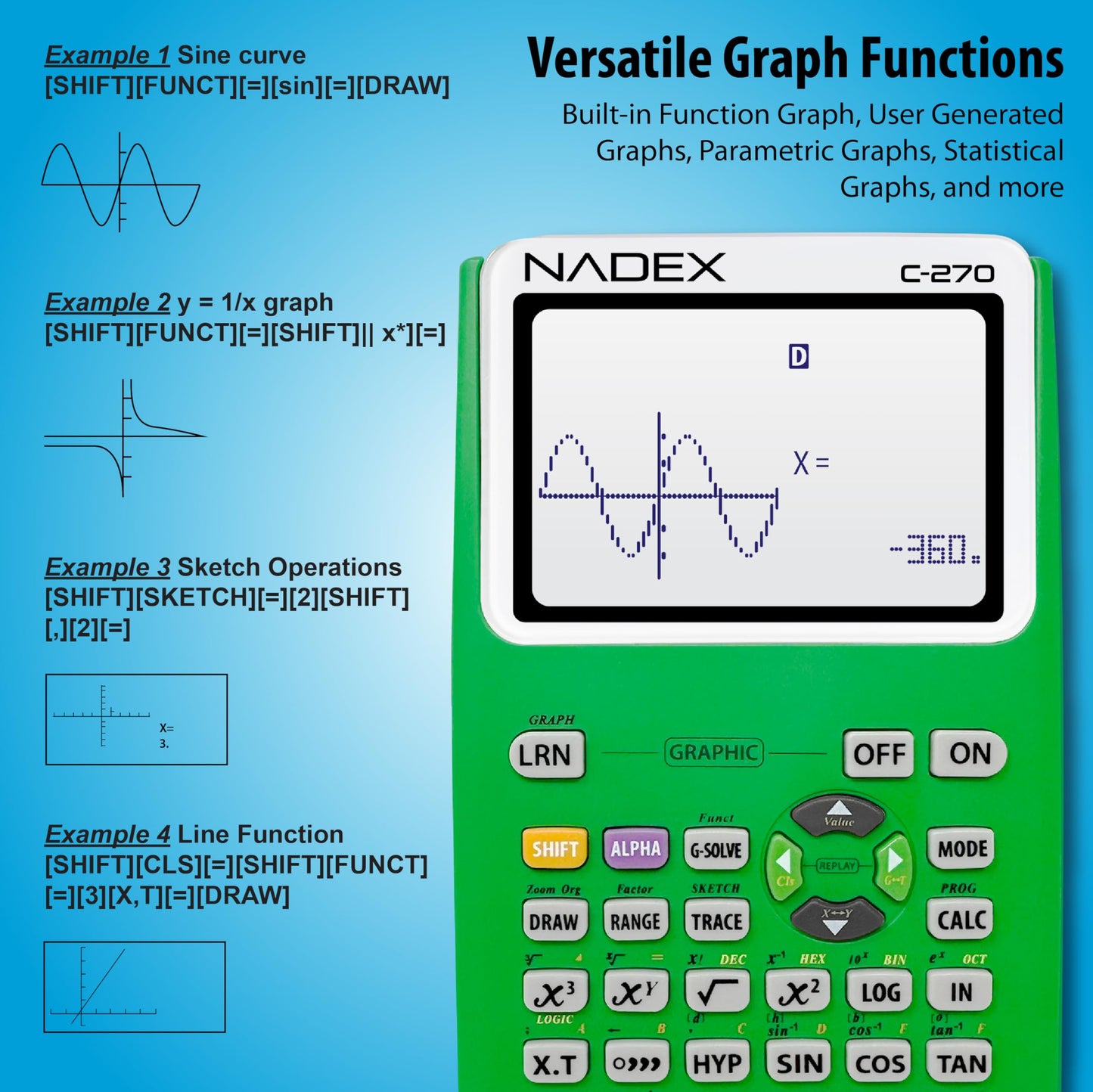 Scientific Calculator with Graph Functions for College and High School Students, Engineering, Advanced Mathematics, Calculus, Algebra, Geometery