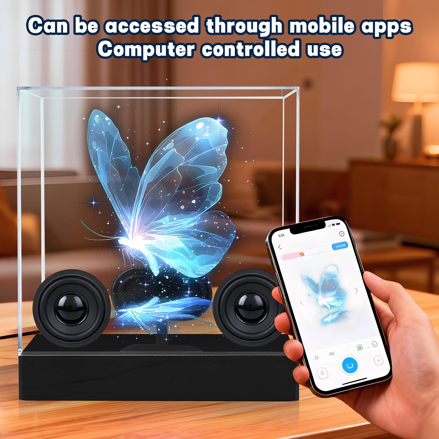 CAMINI 3D Hologram Fan with Bluetooth Speaker for Weddings & Gifts, 10'' Holographic Photo Display, Holographic Projector with APP Control, 20W Stereo