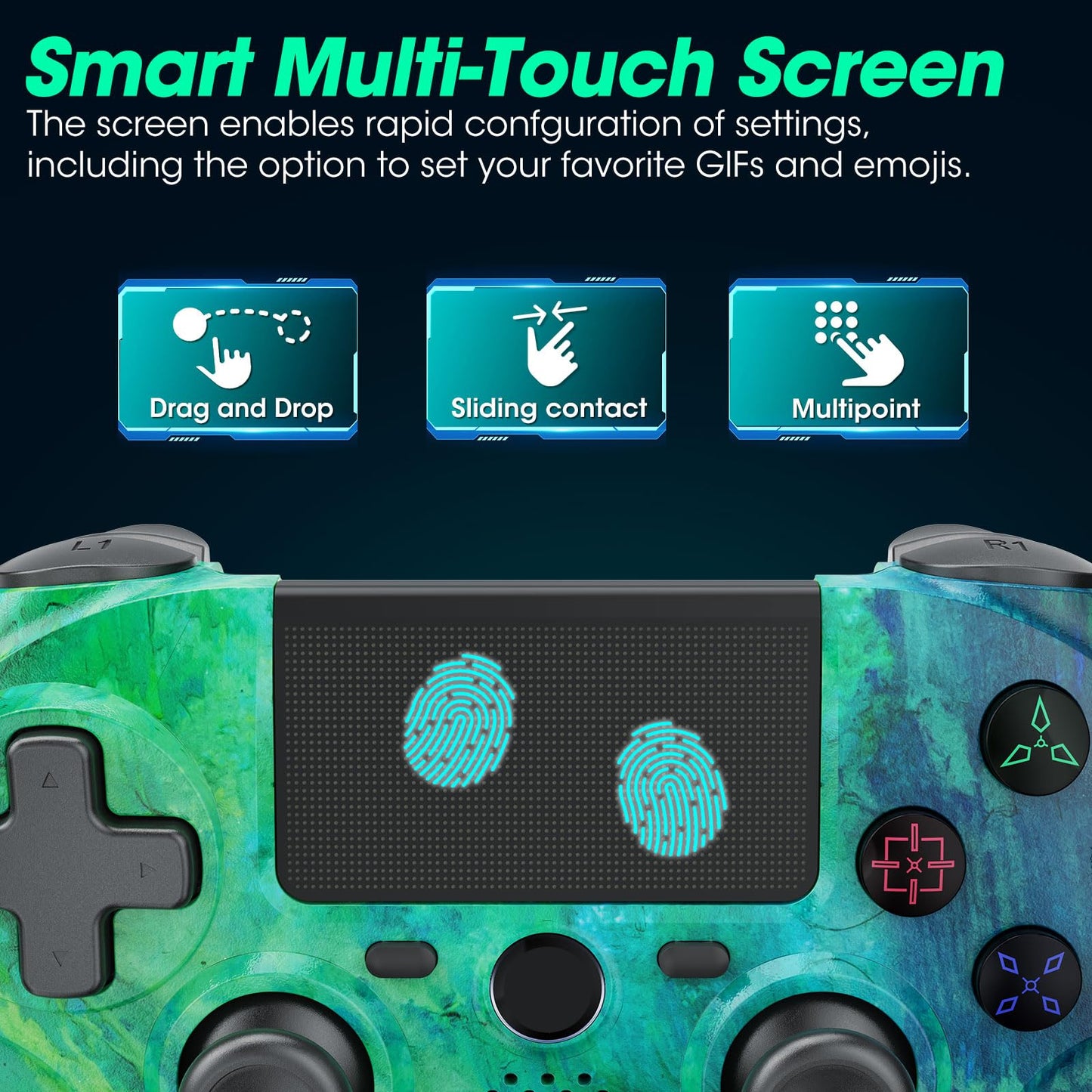 citnh Controller Wireless for PS4,compatible with ps4/slim/pro and windows pc 6-Axis Gyro/Multi Touch Pad/3.5mm Audio Jack/800mAh Battery and Speaker